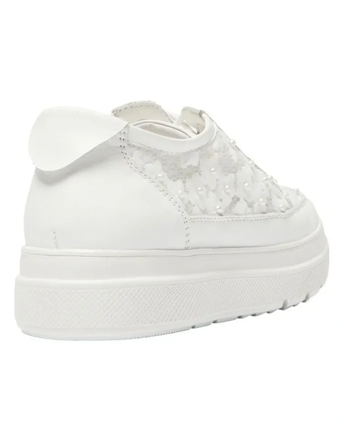 Jane Debster Benny Sneakers Leather Shoe in White Pearl