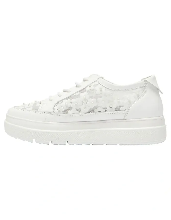 Jane Debster Benny Sneakers Leather Shoe in White Pearl
