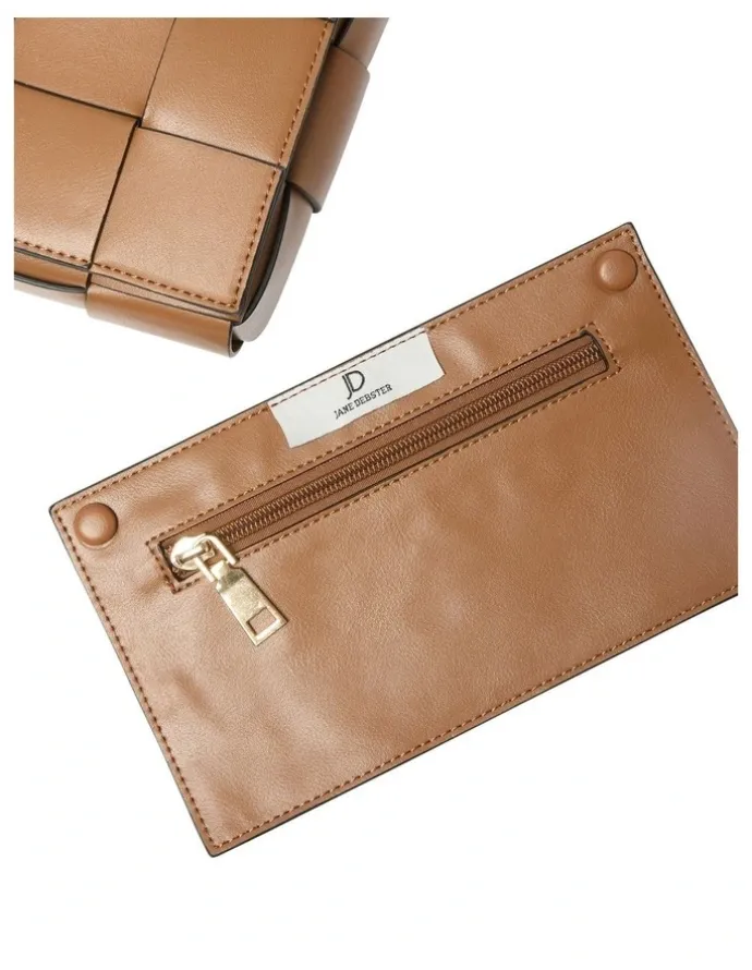 Jane Debster Dash Crossbody Bag in Dark Tan Weave