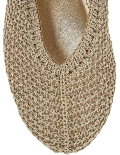 Jane Debster Elope Flat Shoes in Gold Crochet