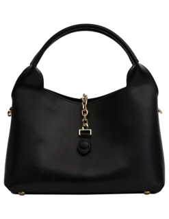 Jane Debster Fleur Shoulder Bag in Black Leather