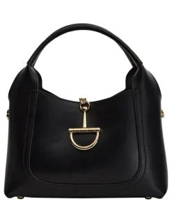 Jane Debster Fleur Shoulder Bag in Black Leather