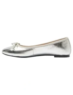Jane Debster Fonteyn Flat Ballet in Silver Metallic