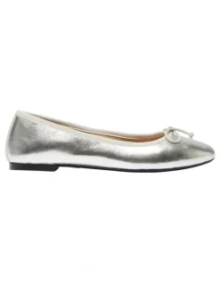 Jane Debster Fonteyn Flat Ballet in Silver Metallic
