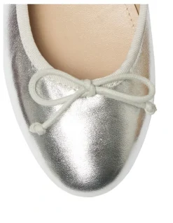 Jane Debster Fonteyn Flat Ballet in Silver Metallic