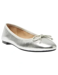 Jane Debster Fonteyn Flat Ballet in Silver Metallic