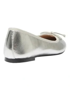 Jane Debster Fonteyn Flat Ballet in Silver Metallic