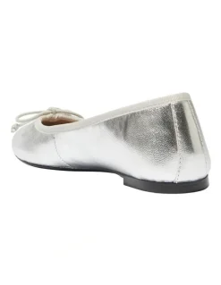Jane Debster Fonteyn Flat Ballet in Silver Metallic
