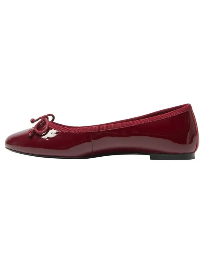 Jane Debster Fonteyn Flat Ballet in Wine Patent