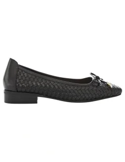 Jane Debster Frances Flat Shoes in Black Weave