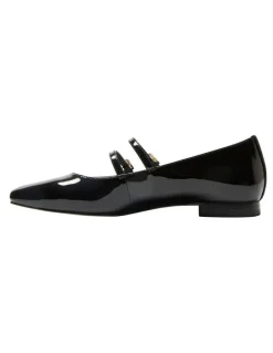 Jane Debster Freda Blallet Flats in Black Patent Leather