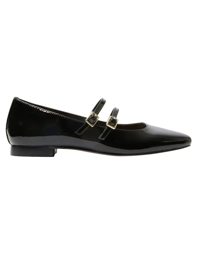 Jane Debster Freda Blallet Flats in Black Patent Leather