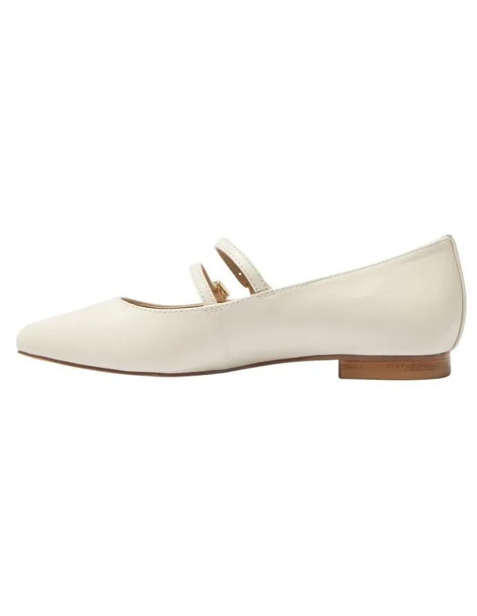 Jane Debster Freda Leather Flat Shoes in Ivory