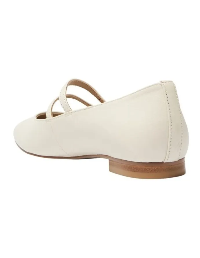 Jane Debster Freda Leather Flat Shoes in Ivory