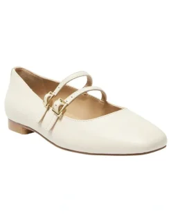 Jane Debster Freda Leather Flat Shoes in Ivory