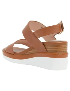 Jane Debster Indiana Wedge Sandals in Tan Leather