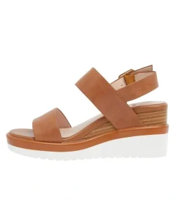 Jane Debster Indiana Wedge Sandals in Tan Leather