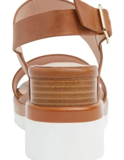 Jane Debster Indiana Wedge Sandals in Tan Leather