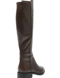 Jane Debster Kennedy Knee Boots in Chocolate Leather