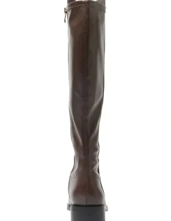 Jane Debster Kennedy Knee Boots in Chocolate Leather