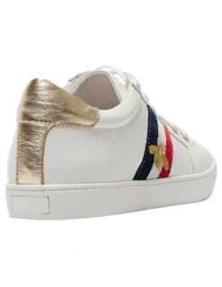 Jane Debster Leather Belem Sneakers in White/Gold