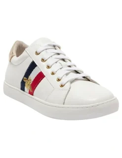 Jane Debster Leather Belem Sneakers in White/Gold