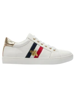 Jane Debster Leather Belem Sneakers in White/Gold