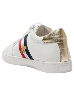 Jane Debster Leather Belem Sneakers in White/Gold