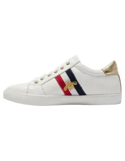 Jane Debster Leather Belem Sneakers in White/Gold