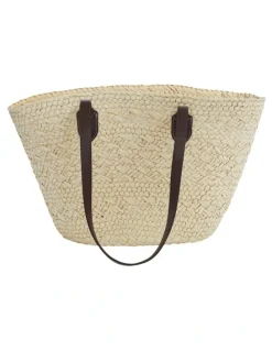 Jane Debster Munich Bag in Chocolate/Off White Raffia