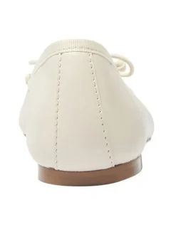 Jane Debster Fonteyn Leather Ballet Flat Shoe in Ivory