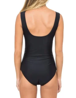 Jantzen Cosmopolitan Mesh Bar High Neck One Piece Swimsuit in Black