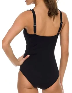 Jantzen Cosmopolitan Ruch Mesh Frill DD/E Cup One Piece Swimsuit in Black