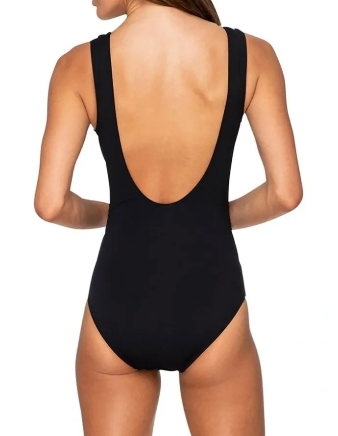Jantzen Heritage Classics Sash Surplice 1 Piece Swimsuit in Black