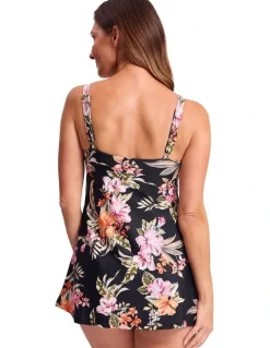 Jantzen Jantzen Select Empire Swim Dress in Black and Multi Floral Print