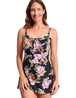 Jantzen Jantzen Select Empire Swim Dress in Black and Multi Floral Print