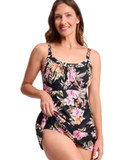 Jantzen Jantzen Select Empire Swim Dress in Black and Multi Floral Print