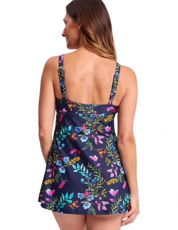 Jantzen Jantzen Select Empire Swim Dress in Navy and Multi Floral Print