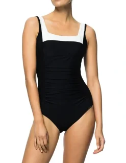 Jantzen Square Neck One Piece Swimsuit in Black