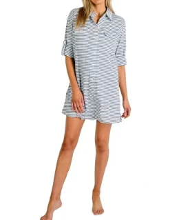 Jantzen Stripe Button Through Shirt Dress Blue