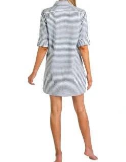 Jantzen Stripe Button Through Shirt Dress Blue