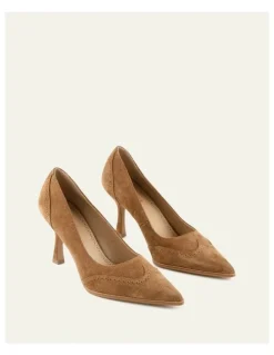 Jo Mercer Alice High Biscuit Suede Heels in Brown