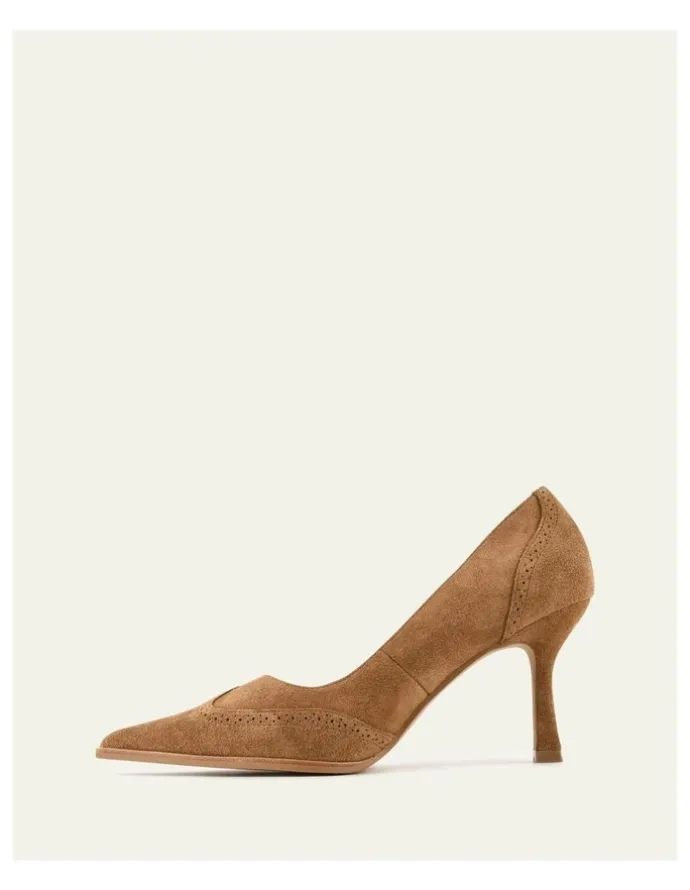 Jo Mercer Alice High Biscuit Suede Heels in Brown