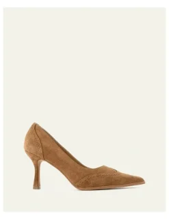 Jo Mercer Alice High Biscuit Suede Heels in Brown