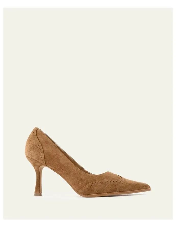 Jo Mercer Alice High Biscuit Suede Heels in Brown