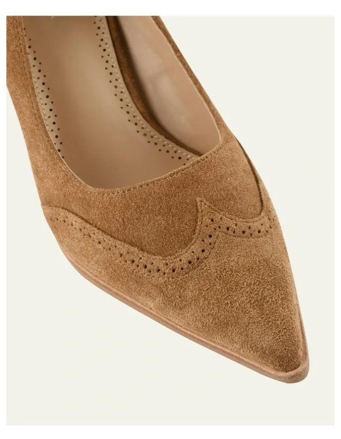 Jo Mercer Alice High Biscuit Suede Heels in Brown