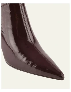 Jo Mercer Amari High Ankle Boots in Merlot Crinkle Patent