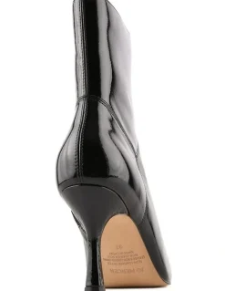 Jo Mercer Amari High Ankle Boots in Black Crinkle Patent
