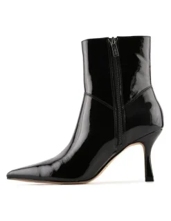 Jo Mercer Amari High Ankle Boots in Black Crinkle Patent
