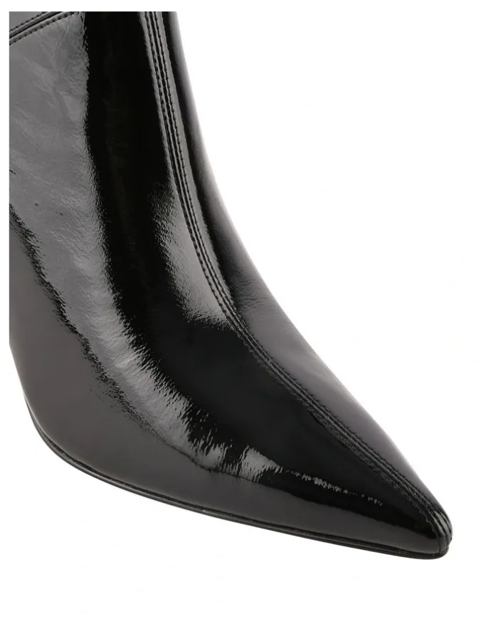 Jo Mercer Amari High Ankle Boots in Black Crinkle Patent
